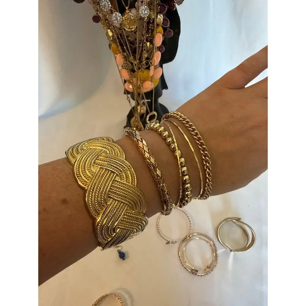 Gold Tone Y2K Jewelry Lot Dainty Glam Stack Bracelets Necklaces Earrings 24 PC - Picture 3 of 9